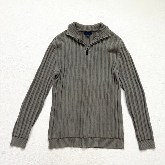 Material London Ribbed Quarter Zip Sweater, Size Medium - Picture 1 of 6